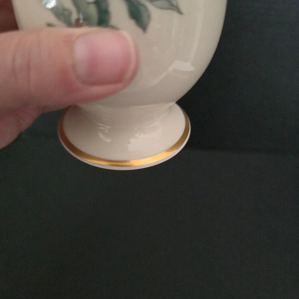 Vtg 80's Lenox Serenade Bud Vase Ivory Porcelain 24k Gold‎ Trim Bird Floral USA
